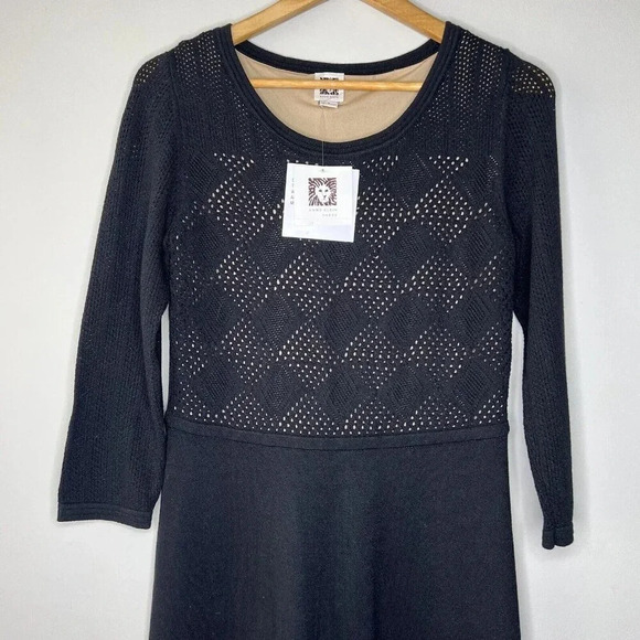 Anne Klein Black Midi Sweater Dress Sz S Office Buisness Casual Classic Comfy - Picture 2 of 11